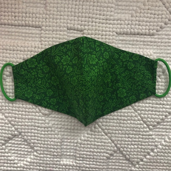 Green 2 Layer Cotton Face Mask - Picture 1 of 5